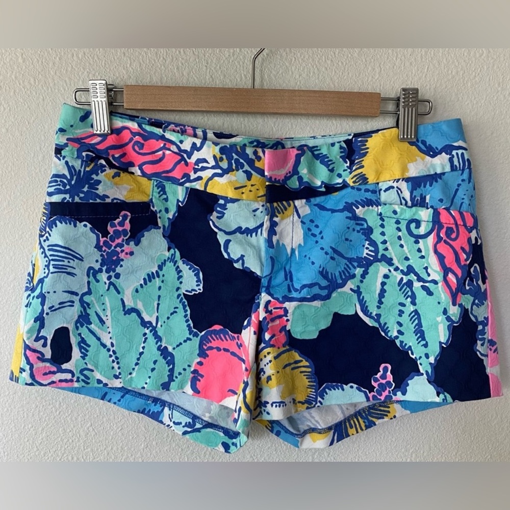 Lilly Pulitzer Women’s Ellie Pop Up Big Flirt Textured 4” Shorts Size‎ 10 Spring